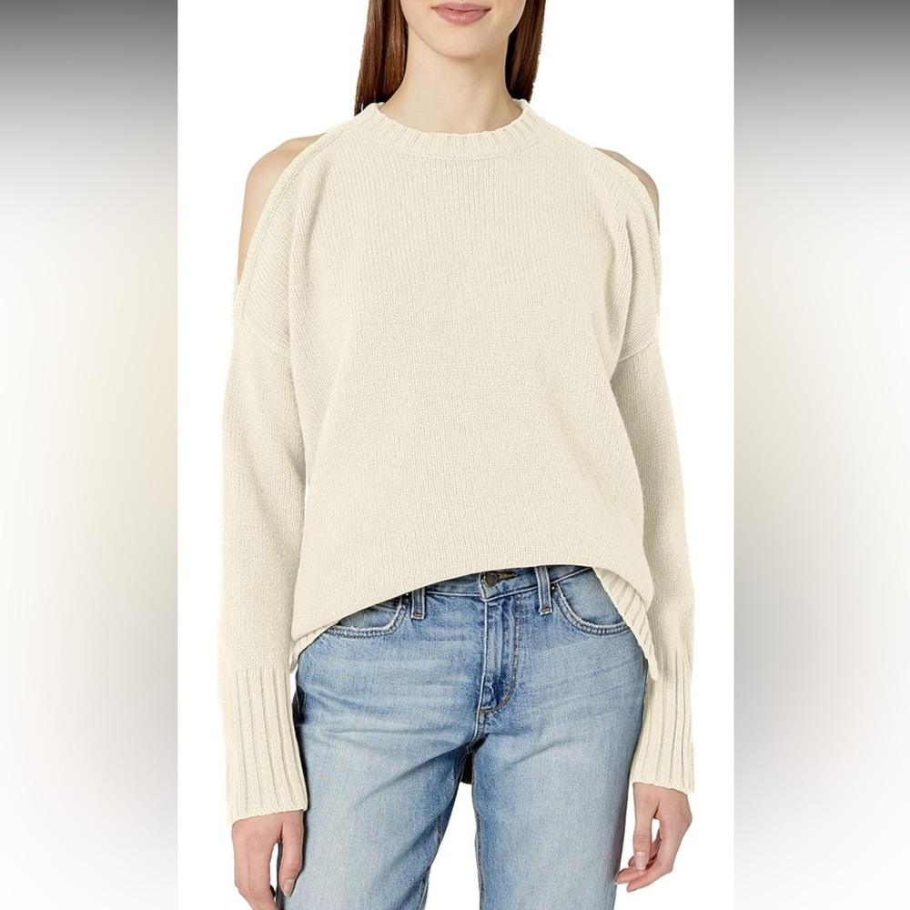 NWT BCBGMaxAzria steffe ivory wool cashmere blend cold shoulder sweater